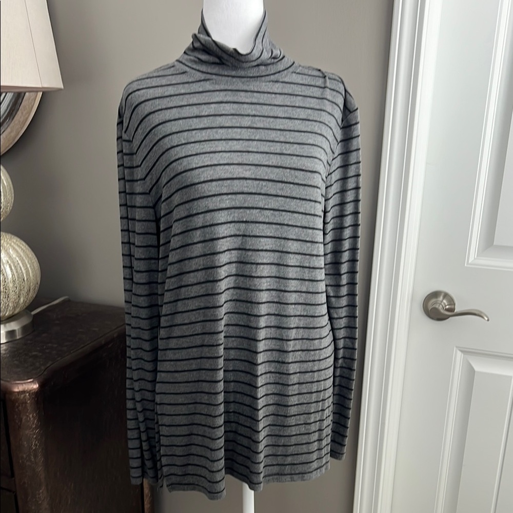 Athleta, gray and black striped tunic